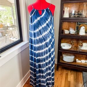 Velvet by Graham & Spencer Blue Tie-Dye Resortwear Maxi Dress Size S